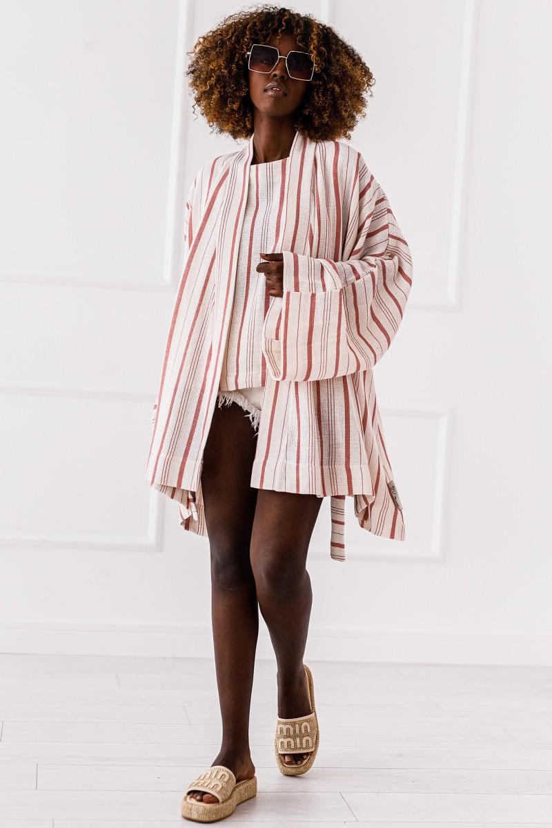 Ruby Sleevelet - white - pink stripes