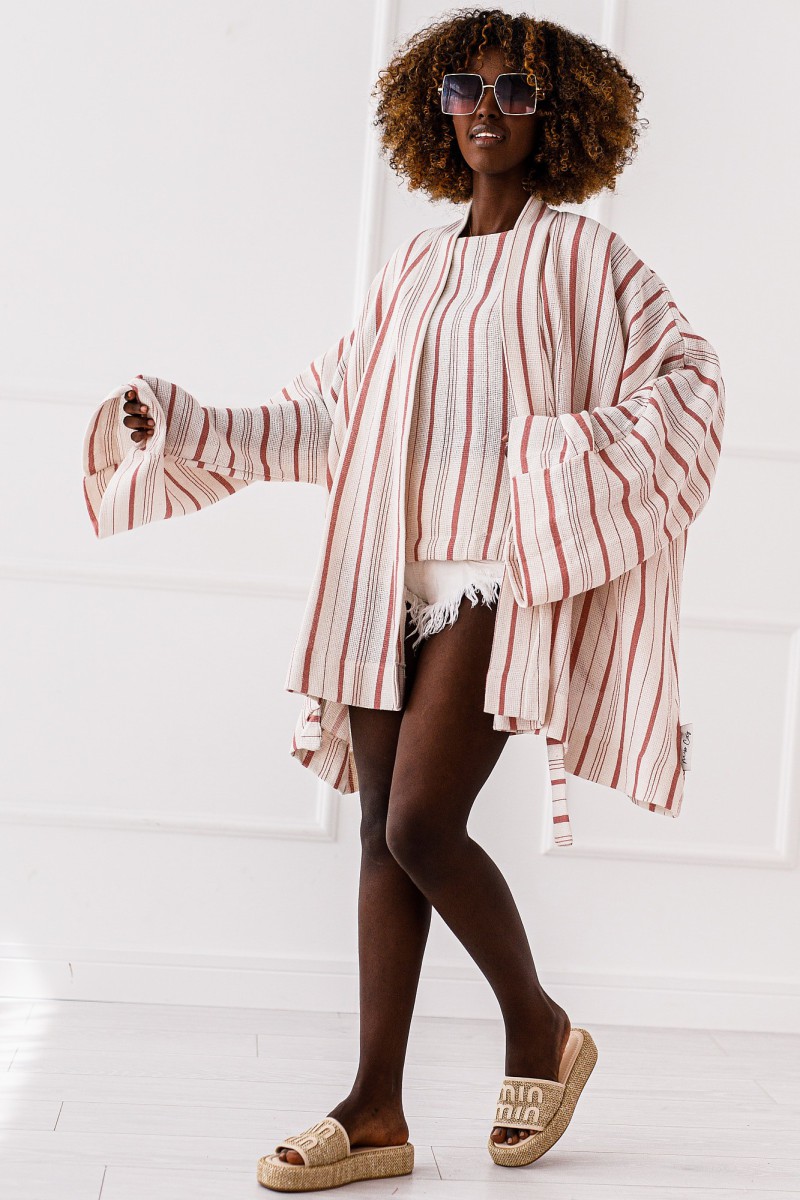 Ruby Sleevelet - white - pink stripes