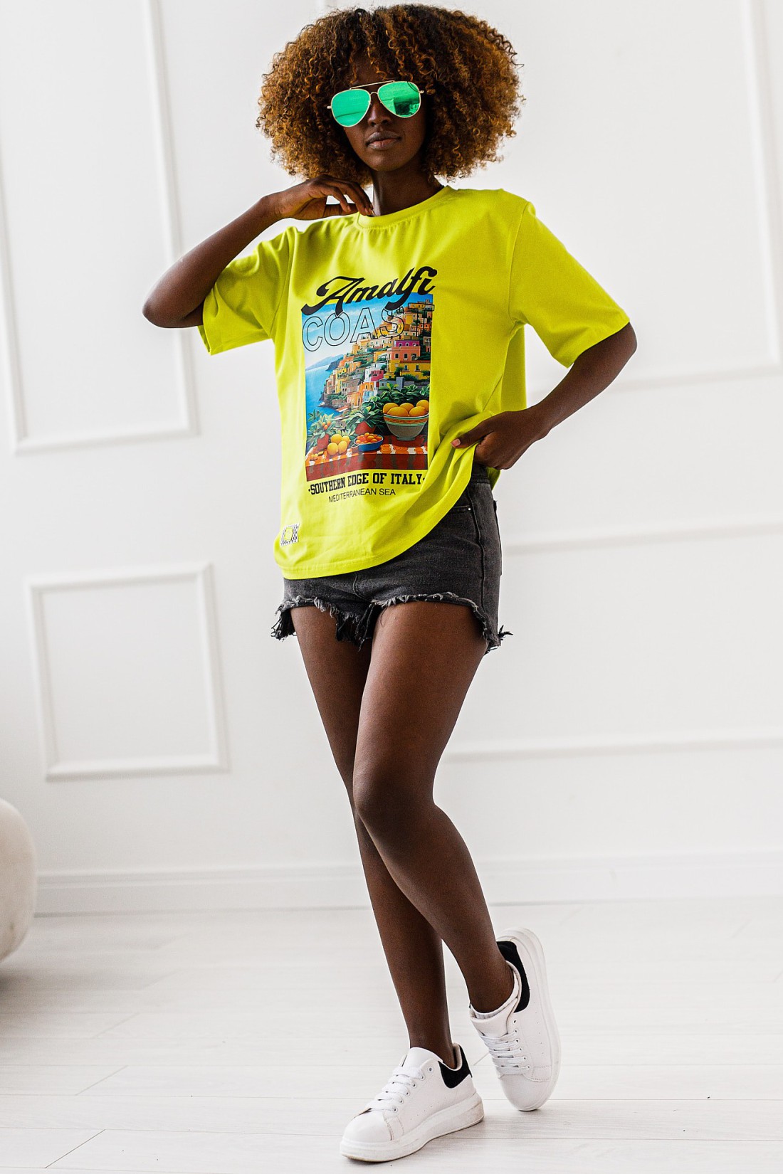 T- shirt Amalfi - limonkowy