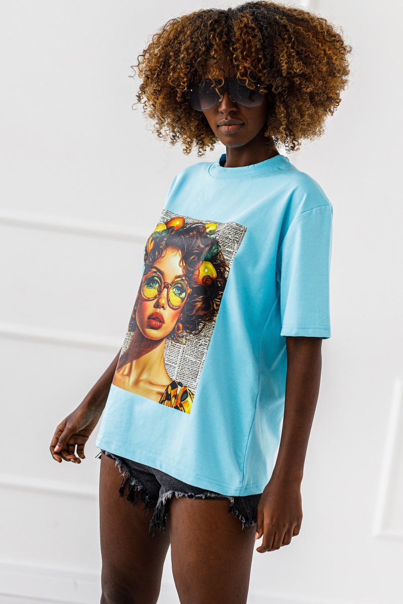 T-Shirt Peaches – blau