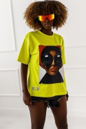 T - shirt glasses - lime green