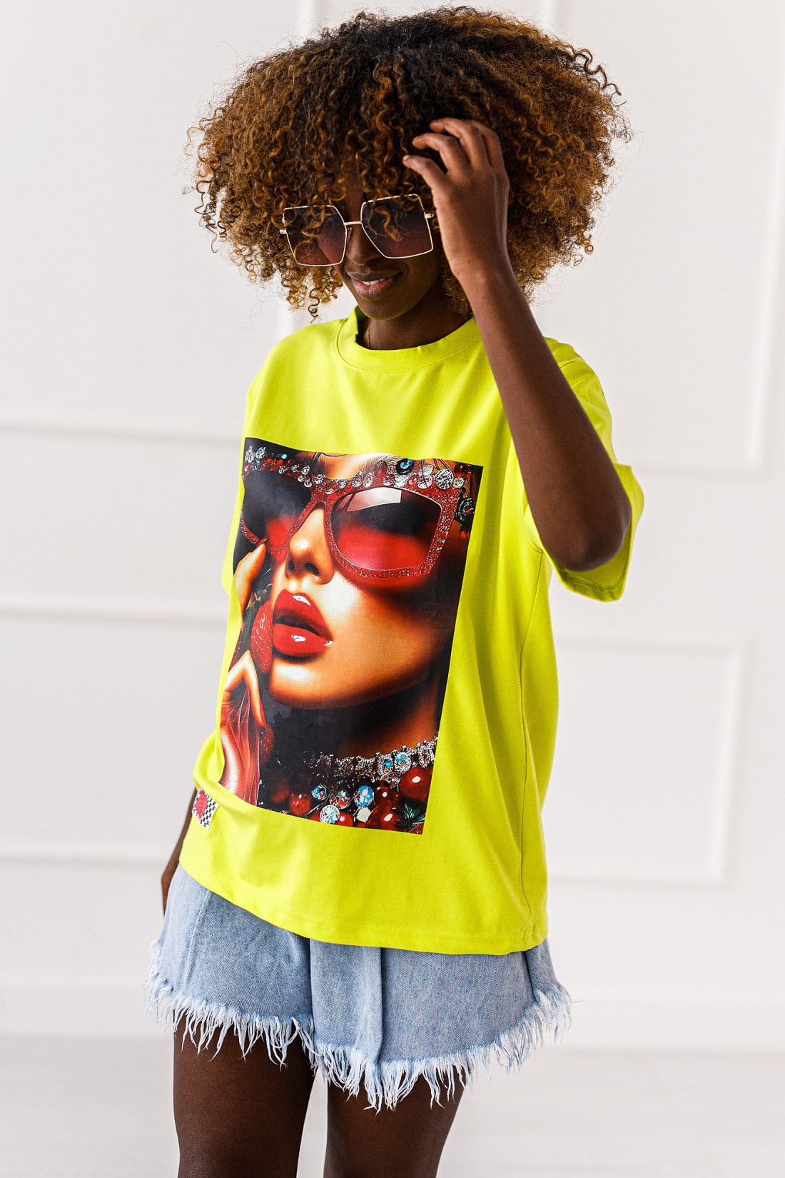 T-Shirt Erdbeere – limettengrün