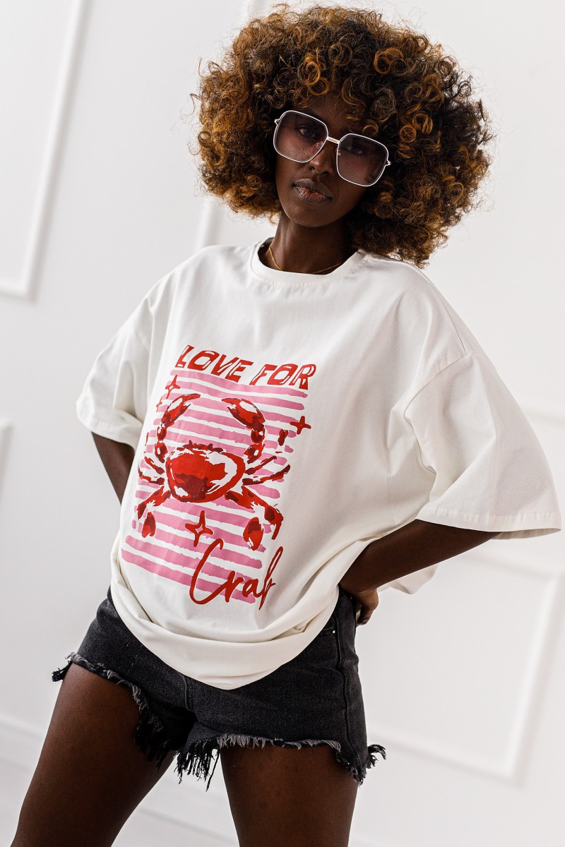 T - shirt Love For Krab - biały