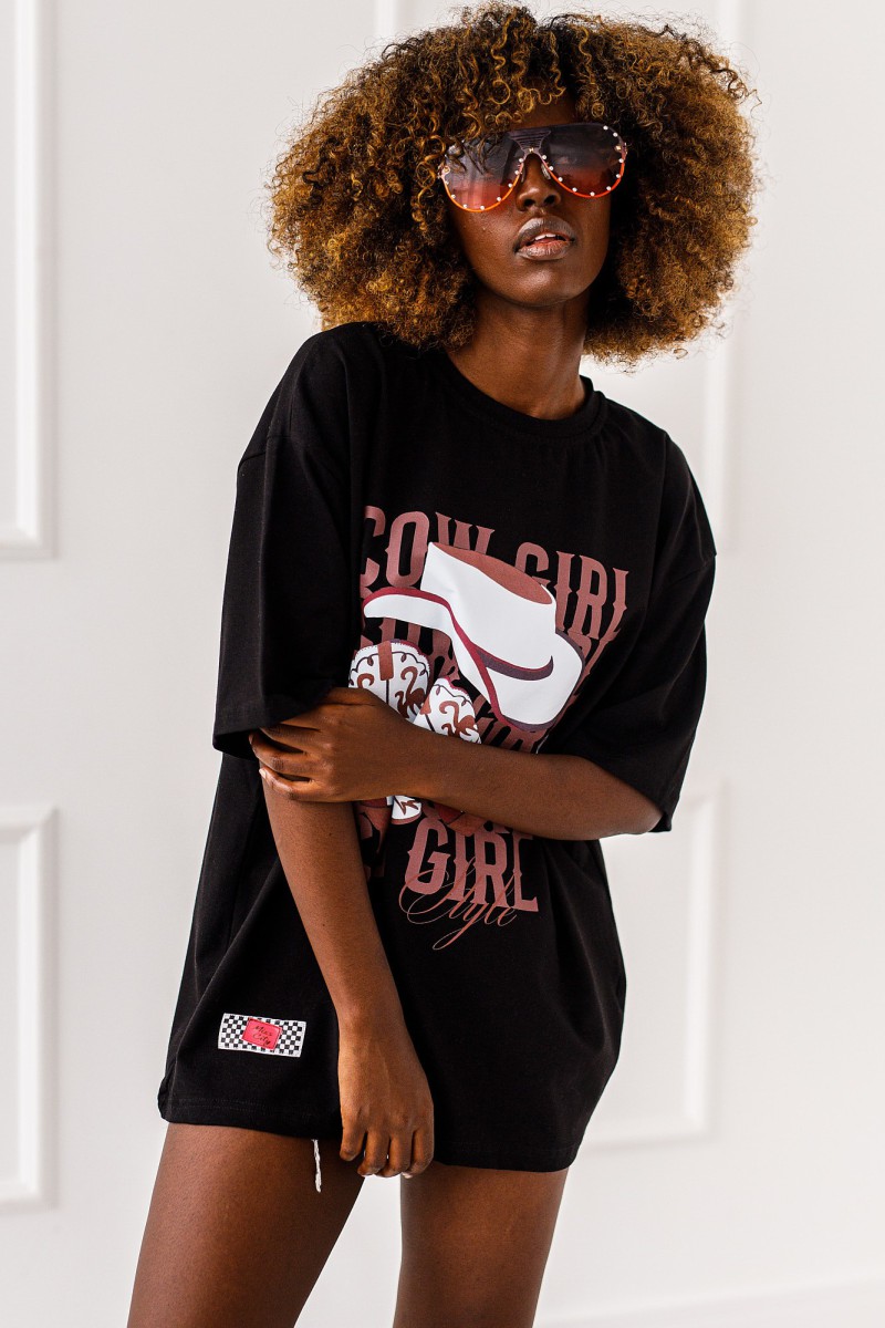 T - shirt Cow Girl Vibes - czarny