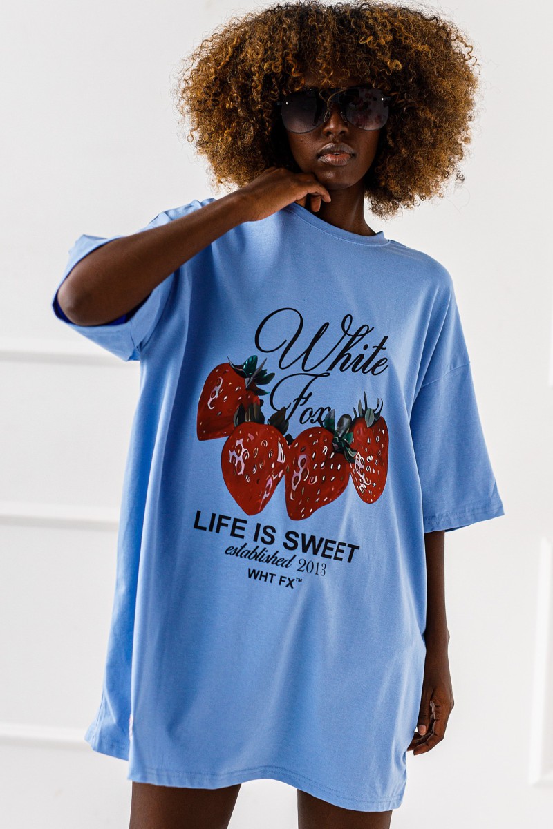 T - shirt Life is sweet - niebieski