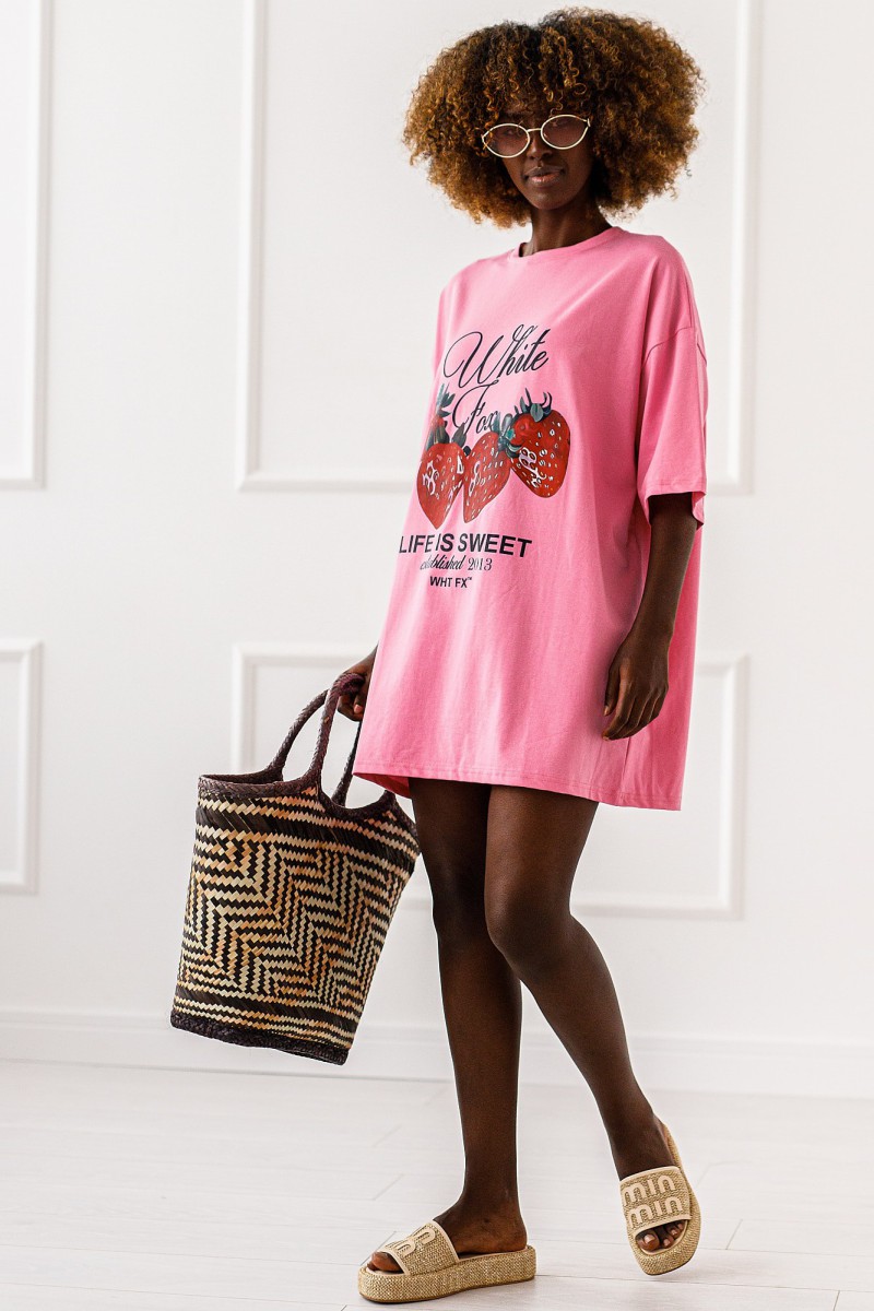 T - shirt Life is sweet - różowy
