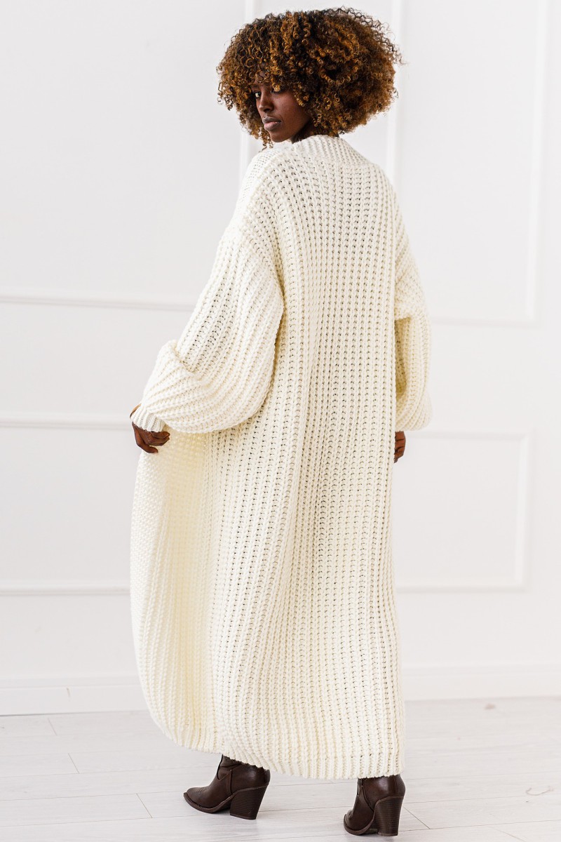Sweter Perła Long - śmietankowy