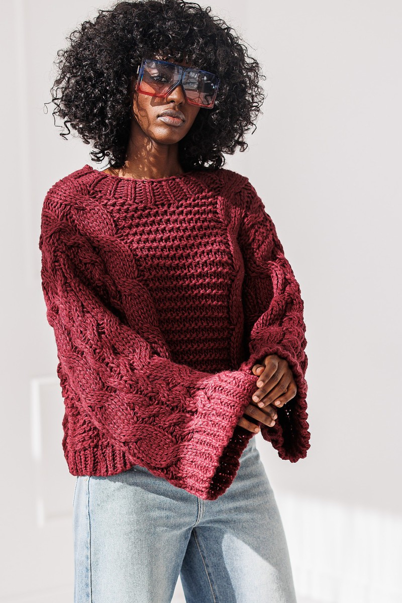 Sweter Sana - bordowy