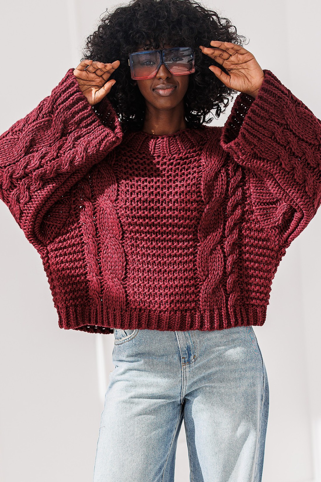 Sweter Sana - bordowy