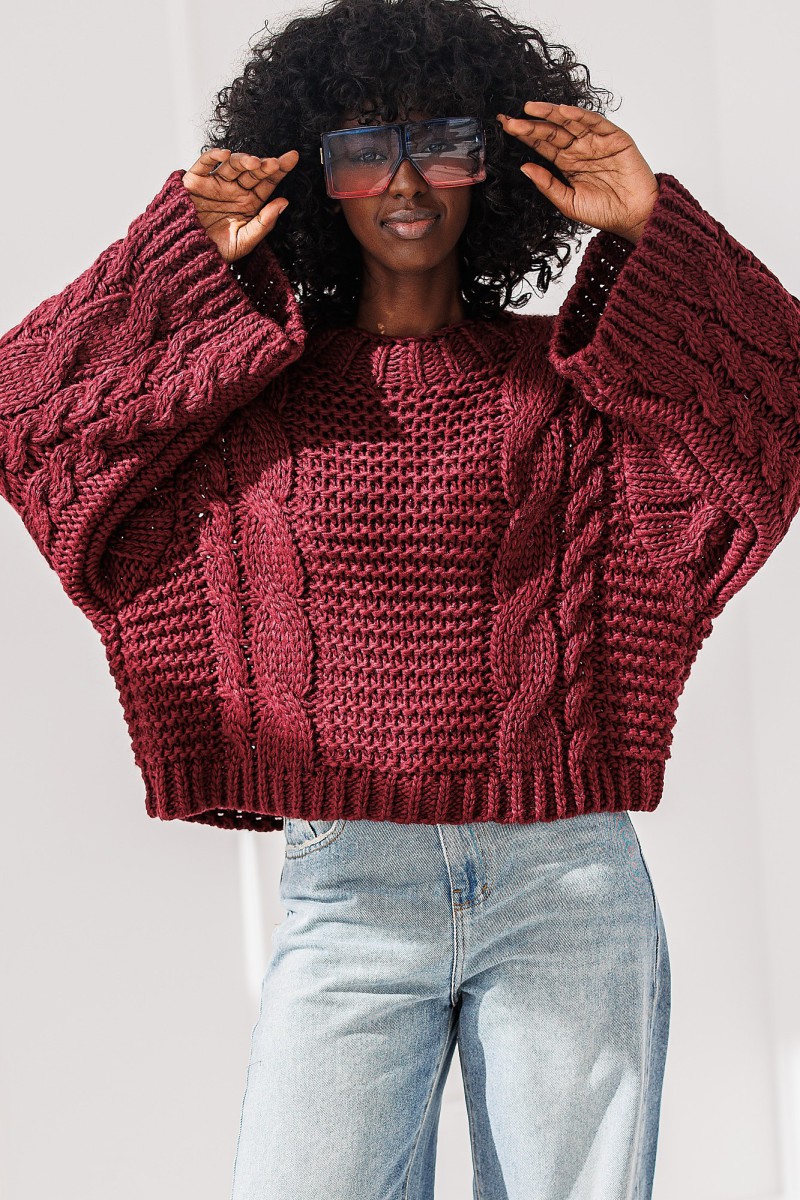 Sweter Sana - bordowy