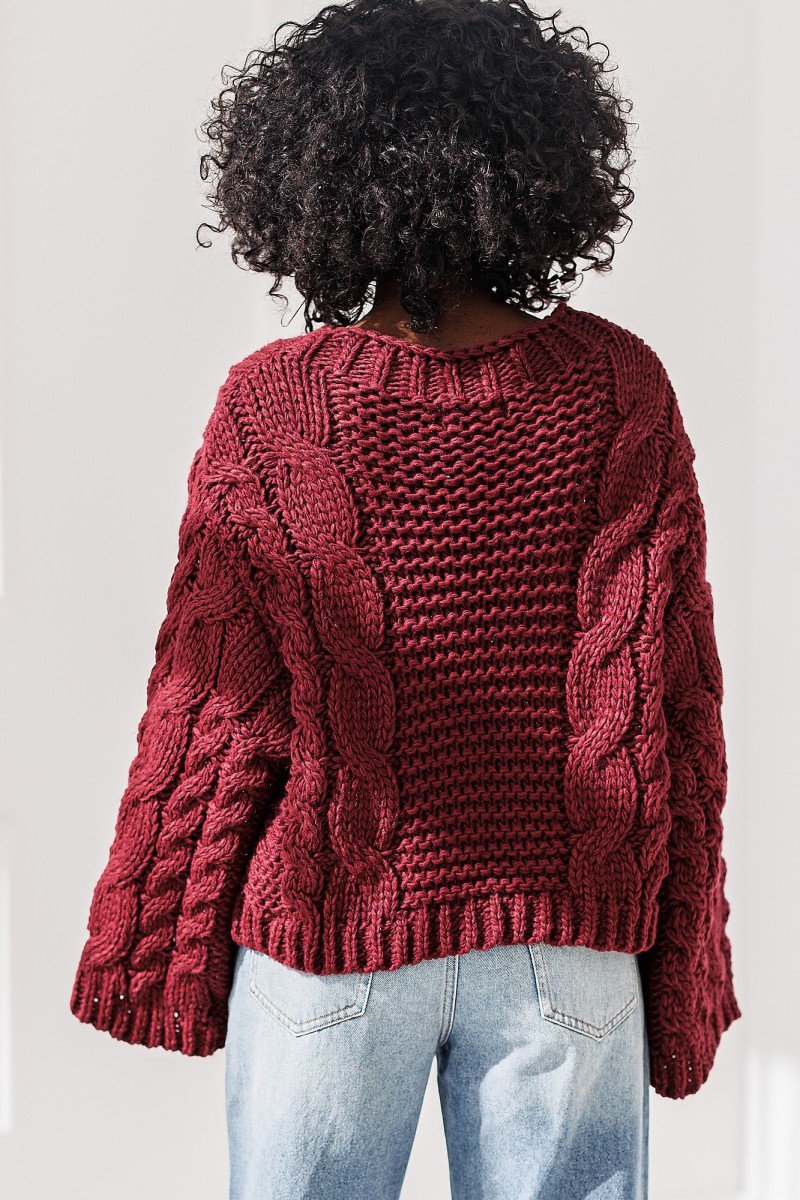 Sweter Sana - bordowy