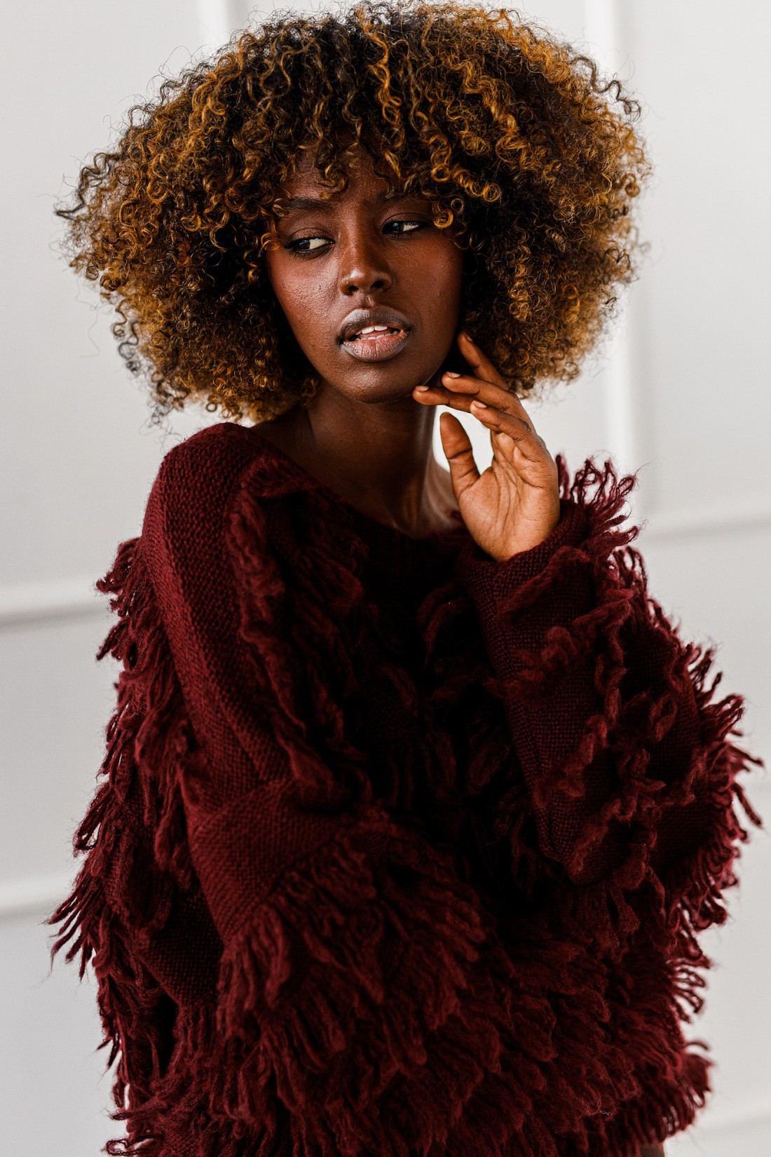 Sweter Shadow Flow - bordowy