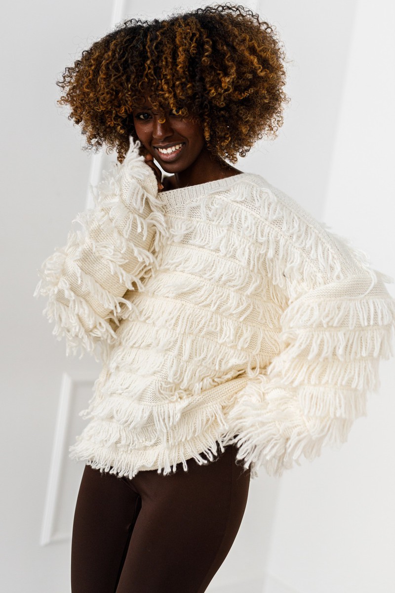 Sweter Shadow Flow - śmietankowy