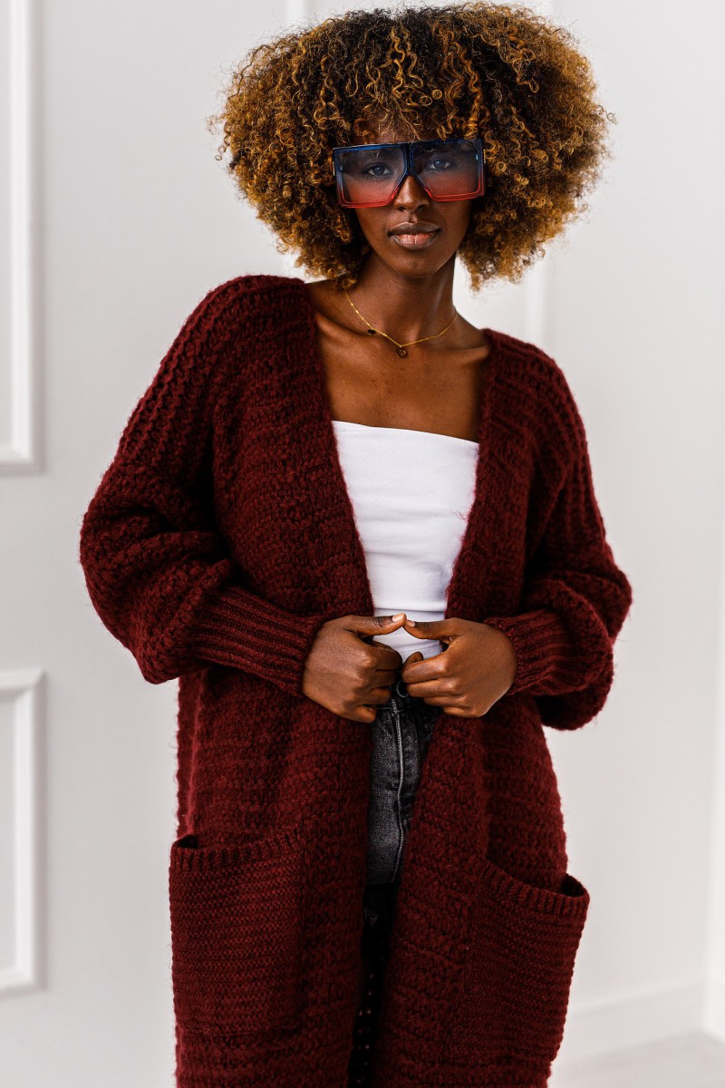 Kardigan Warm Flow - bordowy