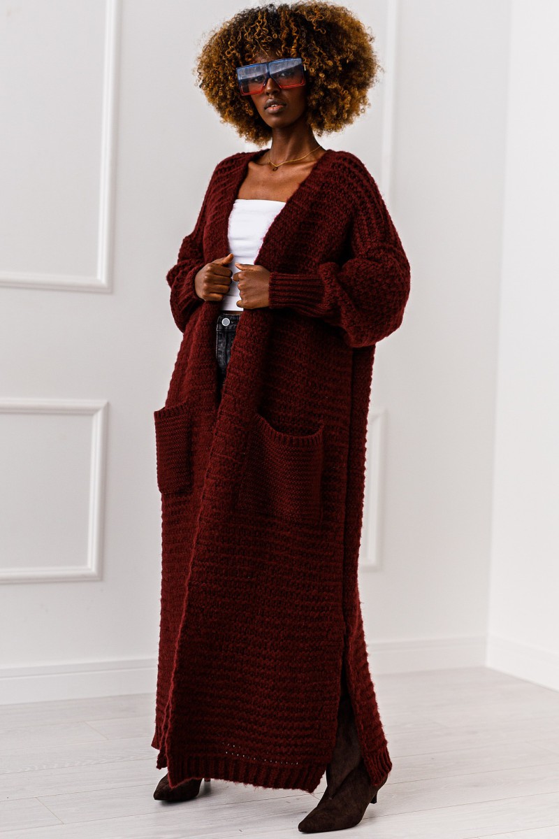 Kardigan Warm Flow - bordowy