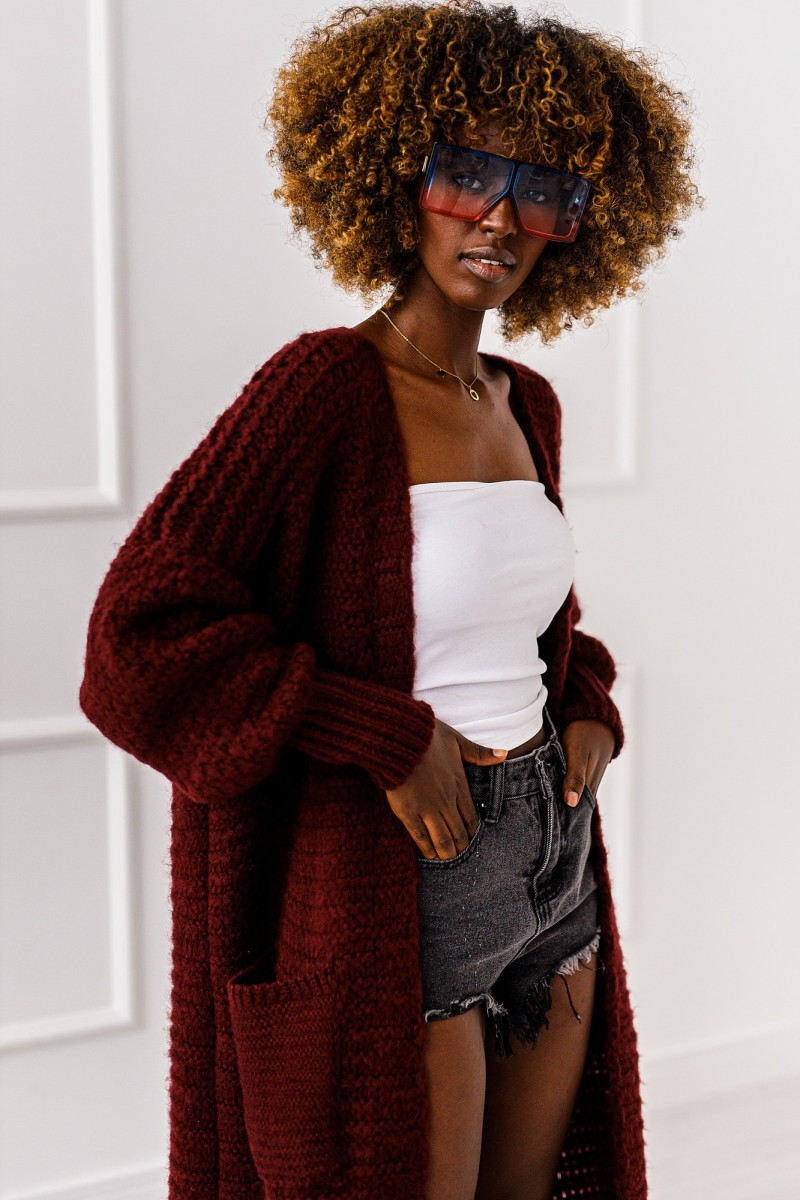 Kardigan Warm Flow - bordowy