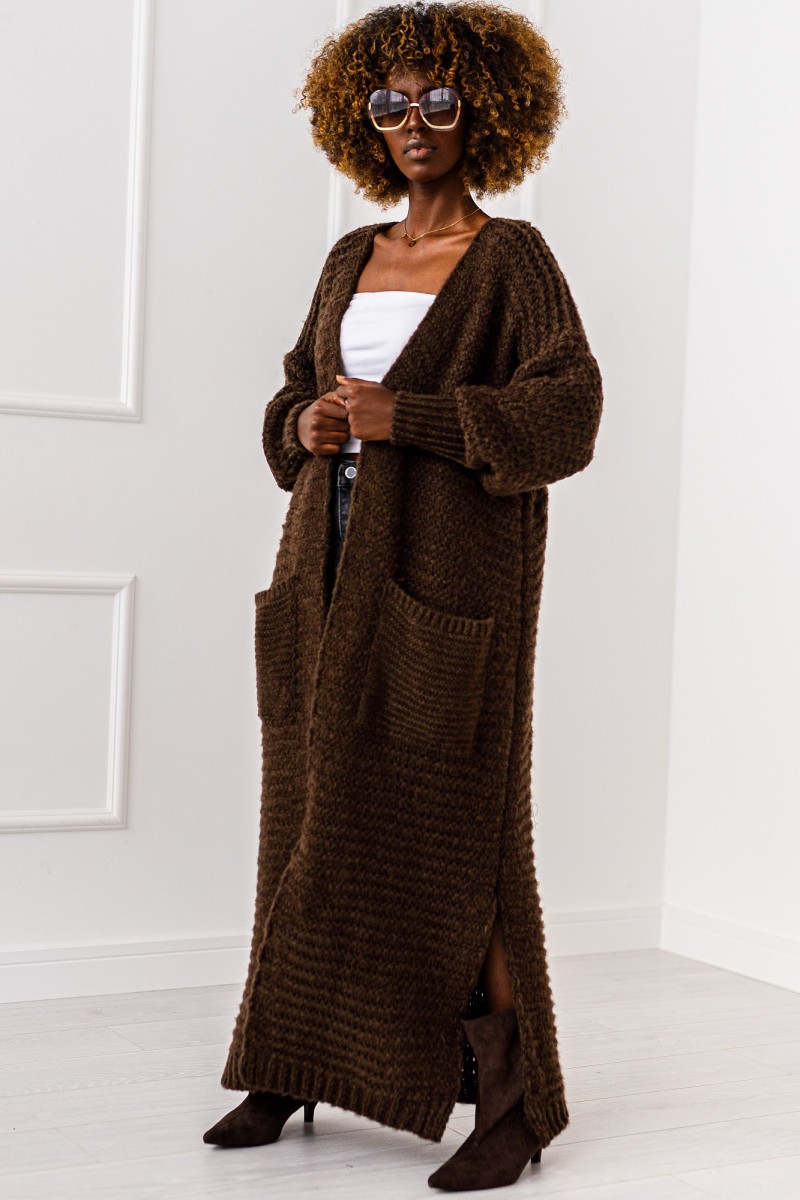 Kardigan Warm Flow - czekoladowy