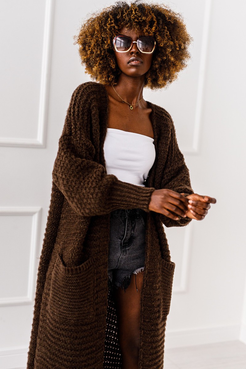 Kardigan Warm Flow - czekoladowy