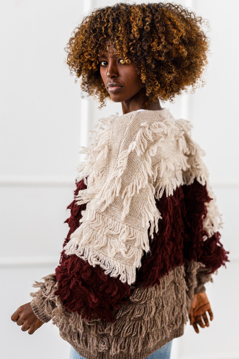 Kardigan Boho Soft - bordowy