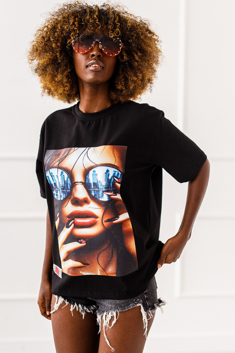 T - shirt Glasses - czarny