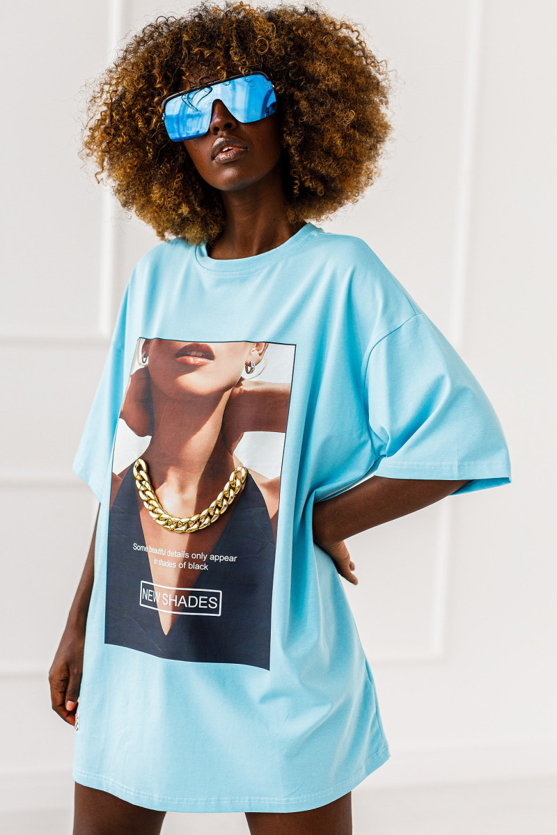 T - shirt Fashion - błękitny