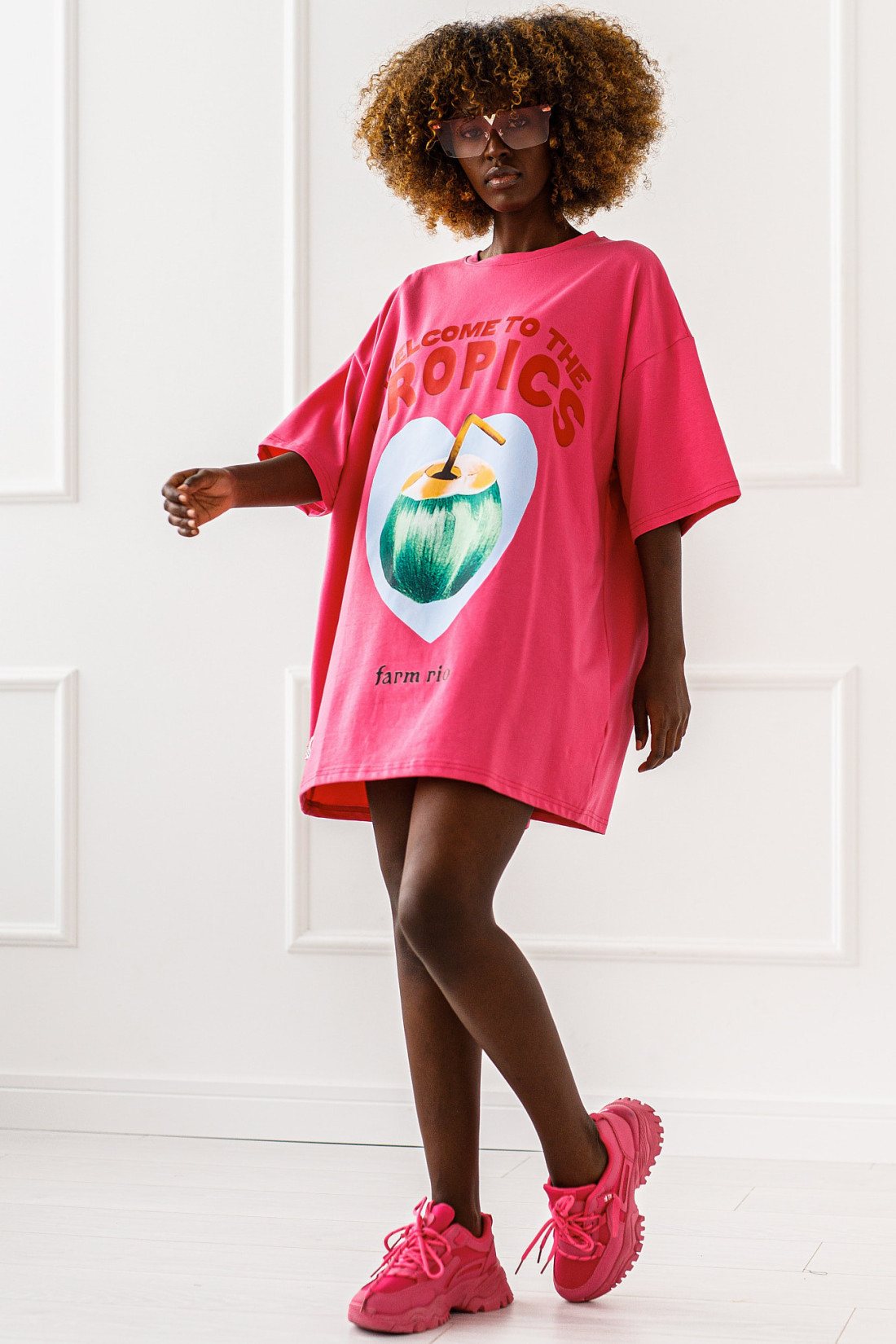 T - shirt Tropics - różowy