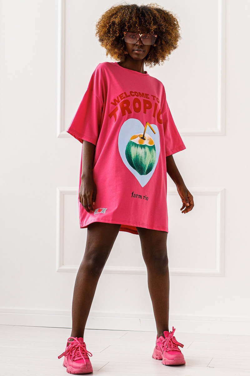 T - shirt Tropics - różowy