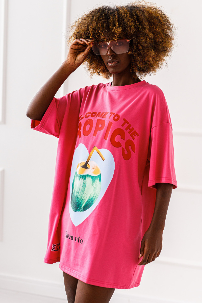 T - shirt Tropics - różowy
